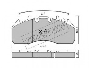 TRUSTING 825.0 stabdžių trinkelių rinkinys, diskinis stabdys 
 Techninės priežiūros dalys -> Papildomas remontas
20568711, 20568714, 21024702, 21496550