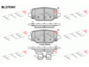 FTE BL2703A1 stabdžių trinkelių rinkinys, diskinis stabdys 
 Techninės priežiūros dalys -> Papildomas remontas
68144209AA, 68159526AA, 68159526AB
