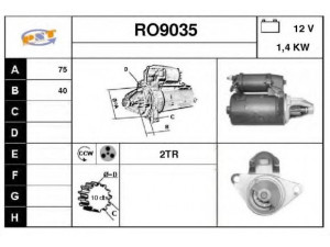 SNRA RO9035 starteris 
 Elektros įranga -> Starterio sistema -> Starteris
NAD10003, NAD10005, NAD10050