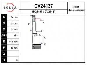 EAI CV24137K jungčių komplektas, kardaninis velenas