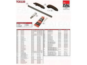 FAI AutoParts TCK133 pavaros grandinės komplektas 
 Variklis -> Variklio uždegimo laiko reguliavimo kontrolė -> Sinchronizavimo grandinė/įtempiklis/kreiptuvas -> Pavaros grandinės komplektas
13527797902