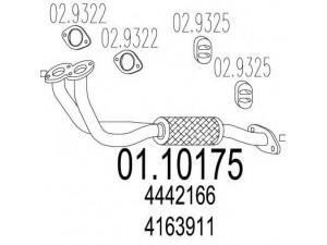 MTS 01.10175 išleidimo kolektorius 
 Išmetimo sistema -> Išmetimo vamzdžiai
4163911, 4442166