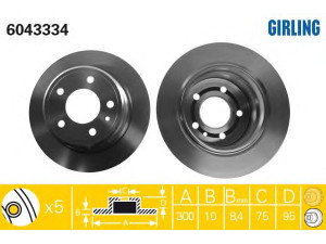 GIRLING 6043334 stabdžių diskas 
 Stabdžių sistema -> Diskinis stabdys -> Stabdžių diskas
34211158576