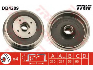 TRW DB4289 stabdžių būgnas 
 Stabdžių sistema -> Būgninis stabdys -> Stabdžių būgnas
6K9501615, 6K9501615