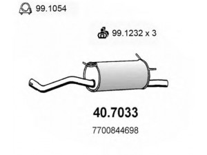 ASSO 40.7033 galinis duslintuvas 
 Išmetimo sistema -> Duslintuvas
7700425712, 7700844690, 7700844698