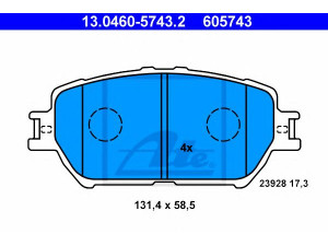 ATE 13.0460-5743.2 stabdžių trinkelių rinkinys, diskinis stabdys 
 Techninės priežiūros dalys -> Papildomas remontas
04465-33240, 04465-33250, 04465-33260