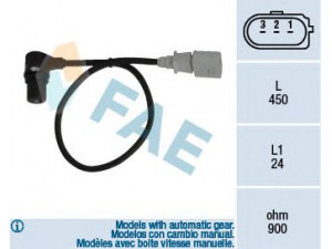 FAE 79055 jutiklis, alkūninio veleno impulsas; RPM jutiklis, variklio valdymas 
 Variklis -> Variklio elektra
021 906 433 E, 078 906 433 B