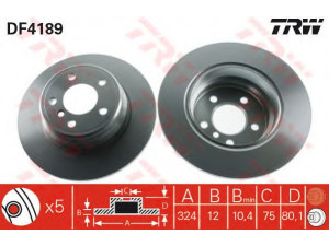 TRW DF4189 stabdžių diskas 
 Stabdžių sistema -> Diskinis stabdys -> Stabdžių diskas
34211164911, 34216765458, 34216859678