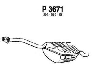 FENNO P3671 galinis duslintuvas 
 Išmetimo sistema -> Duslintuvas
2024900115, 2024900715