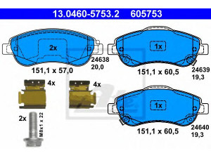 ATE 13.0460-5753.2 stabdžių trinkelių rinkinys, diskinis stabdys 
 Techninės priežiūros dalys -> Papildomas remontas
45022-SWW-G01, 45022-T1E-G00
