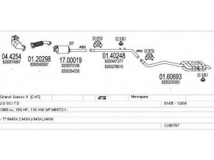 MTS C280797011849 išmetimo sistema 
 Išmetimo sistema -> Išmetimo sistema, visa