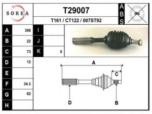 EAI T29007 kardaninis velenas 
 Ratų pavara -> Kardaninis velenas
5409699