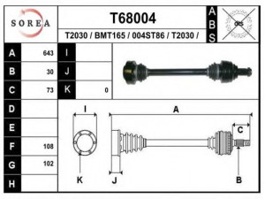 EAI T68004 kardaninis velenas 
 Ratų pavara -> Kardaninis velenas
33207500917