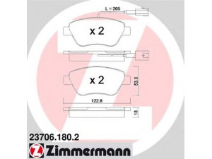 ZIMMERMANN 23706.180.2 stabdžių trinkelių rinkinys, diskinis stabdys 
 Techninės priežiūros dalys -> Papildomas remontas
773 65 465, 773 65 543, 773 66 134