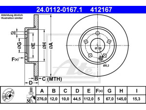 ATE 24.0112-0167.1 stabdžių diskas 
 Stabdžių sistema -> Diskinis stabdys -> Stabdžių diskas
169 421 00 12