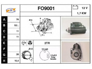SNRA FO9001 starteris 
 Elektros įranga -> Starterio sistema -> Starteris
95VW11000CB, 95VW11000CC, 02A911023J