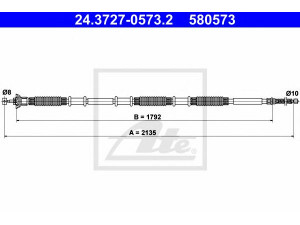 ATE 24.3727-0573.2 trosas, stovėjimo stabdys 
 Stabdžių sistema -> Valdymo svirtys/trosai
51796639