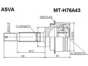 ASVA MT-H76A43 jungčių komplektas, kardaninis velenas 
 Ratų pavara -> Sujungimai/komplektas
MR515192