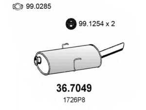 ASSO 36.7049 galinis duslintuvas 
 Išmetimo sistema -> Duslintuvas
1726HZ, 1726P8