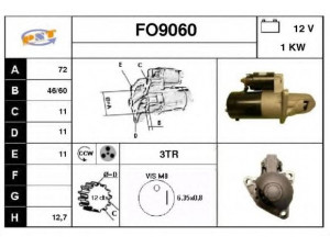 SNRA FO9060 starteris 
 Elektros įranga -> Starterio sistema -> Starteris
K80518400, KL3618400, M0T80881