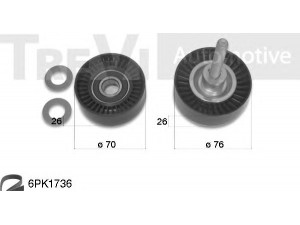 TREVI AUTOMOTIVE KA1091F skriemulių komplektas, V formos rumbuotas diržas 
 Diržinė pavara -> V formos rumbuotas diržas/komplektas -> Cilindrų komplektas