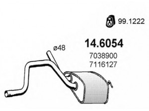 ASSO 14.6054 vidurinis duslintuvas 
 Išmetimo sistema -> Duslintuvas
1011124, 1054866, 1054868, 1072431