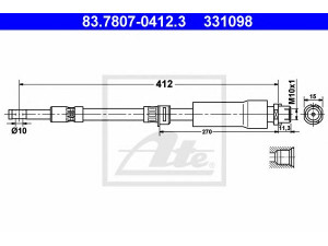 ATE 83.7807-0412.3 stabdžių žarnelė 
 Stabdžių sistema -> Stabdžių žarnelės
24436541, 55 62 203, 12779335, 13297785
