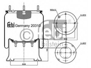 FEBI BILSTEIN 20310 dėklas, pneumatinė pakaba 
 Pakaba -> Pneumatinė pakaba
21208082, 21208082 S1, 21215632