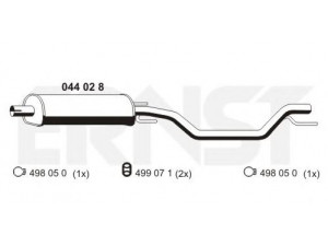 ERNST 044028 vidurinis duslintuvas 
 Išmetimo sistema -> Duslintuvas
58 52 272, 24422119
