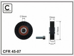 CAFFARO 45-07 kreipiantysis skriemulys, V formos rumbuotas diržas 
 Diržinė pavara -> V formos rumbuotas diržas/komplektas -> Laisvasis/kreipiamasis skriemulys
7700274218, 7700274281, 7700869684