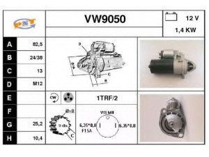 SNRA VW9050 starteris 
 Elektros įranga -> Starterio sistema -> Starteris
FMR8107011, M1T50071, 034911023