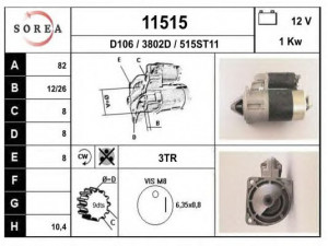 EAI 11515 starteris 
 Elektros įranga -> Starterio sistema -> Starteris
M3T19571