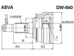 ASVA DW-840 jungčių komplektas, kardaninis velenas 
 Ratų pavara -> Sujungimai/komplektas
964 898 40