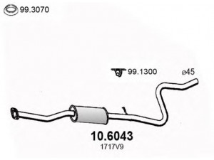 ASSO 10.6043 vidurinis duslintuvas 
 Išmetimo sistema -> Duslintuvas
1717CR, 1717V9, 1717CR, 1717V9