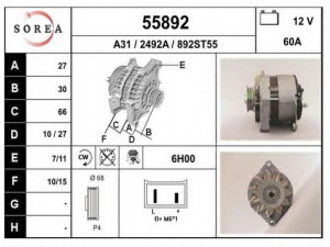 EAI 55892 kintamosios srovės generatorius 
 Elektros įranga -> Kint. sr. generatorius/dalys -> Kintamosios srovės generatorius