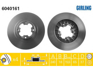 GIRLING 6040161 stabdžių diskas 
 Stabdžių sistema -> Diskinis stabdys -> Stabdžių diskas
725431290, 725431321