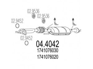 MTS 04.4042 katalizatoriaus keitiklis 
 Išmetimo sistema -> Katalizatoriaus keitiklis
1741076020, 1741076030