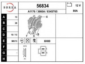 EAI 56834 kintamosios srovės generatorius
231008E100, LR180749, LR180749E