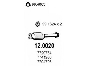 ASSO 12.0020 katalizatoriaus keitiklis 
 Išmetimo sistema -> Katalizatoriaus keitiklis
46419467, 7729754, 7741936, 7781202