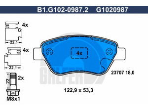 GALFER B1.G102-0987.2 stabdžių trinkelių rinkinys, diskinis stabdys 
 Techninės priežiūros dalys -> Papildomas remontas
77364517, 77364919