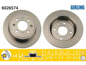 GIRLING 6026574 stabdžių diskas
42510SR3J00HS, 42510SS1000