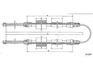 CABOR 10.684 trosas, stovėjimo stabdys 
 Stabdžių sistema -> Valdymo svirtys/trosai
52152860, 57388G