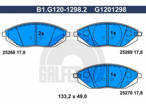 GALFER B1.G120-1298.2 stabdžių trinkelių rinkinys, diskinis stabdys 
 Techninės priežiūros dalys -> Papildomas remontas
96682858