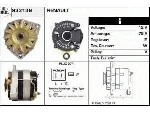 EDR 933136 kintamosios srovės generatorius 
 Elektros įranga -> Kint. sr. generatorius/dalys -> Kintamosios srovės generatorius
541554, 7701499435, 7701710373