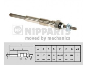 NIPPARTS J5712009 kaitinimo žvakė 
 Kibirkšties / kaitinamasis uždegimas -> Kaitinimo kaištis
19850-64031