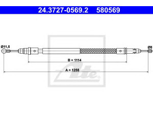 ATE 24.3727-0569.2 trosas, stovėjimo stabdys 
 Stabdžių sistema -> Valdymo svirtys/trosai
1400204180