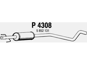 FENNO P4308 vidurinis duslintuvas 
 Išmetimo sistema -> Duslintuvas
5852131, 90572298