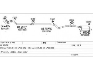 MTS C410011024009 išmetimo sistema 
 Išmetimo sistema -> Išmetimo sistema, visa
