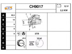 SNRA CH9017 starteris 
 Elektros įranga -> Starterio sistema -> Starteris
M2T88371, 56041579AA