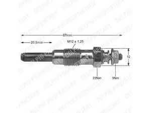 DELPHI HDS222 kaitinimo žvakė
1590417, 6075812, 795F6M090AA, 795F6M090BA